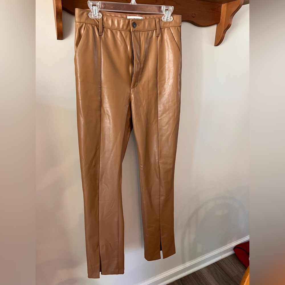 Abercrombie Vegan Leather Split-Hem Pants, 32L
